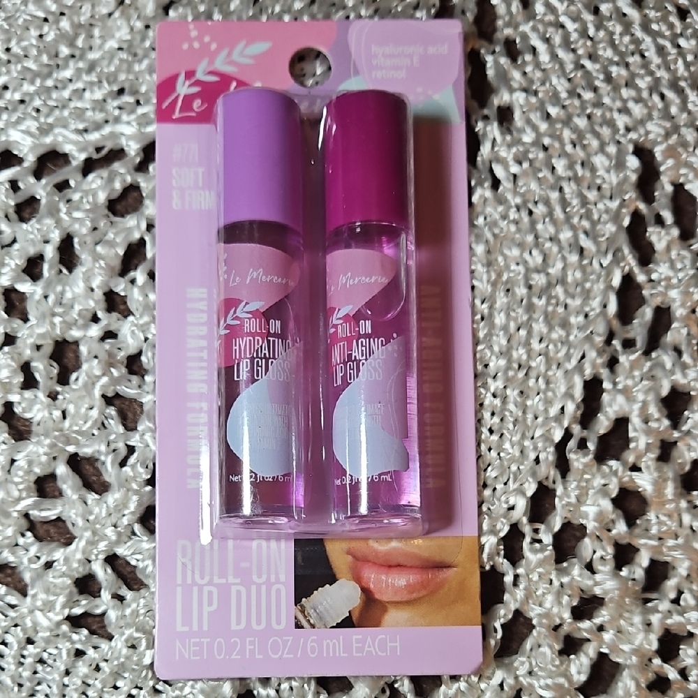Roll-On Lip Gloss Set - Soft Pink & Vibrant Purple